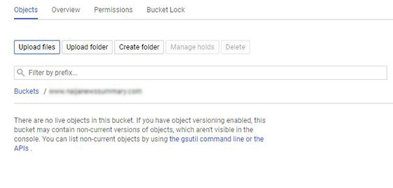 Google Cloud - Storage bucket view