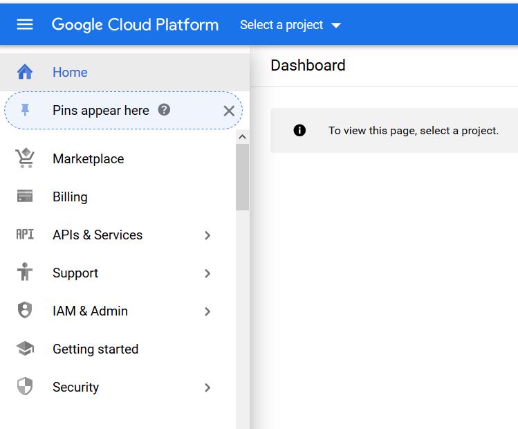 Panel de la plataforma Google Cloud