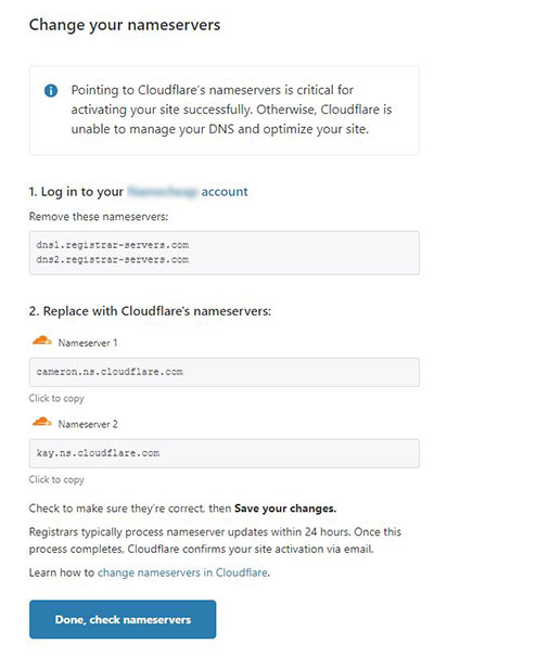 Cloudflare - Change Nameservers