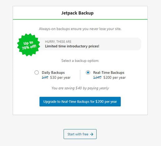  Comience con el paquete Jetpack gratuito 