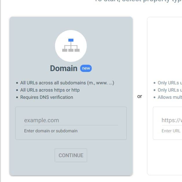 Enter the domain name to verify
