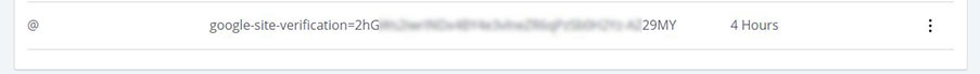 Bluehost Google site verification – your entry should look similar to this on Bluehost
