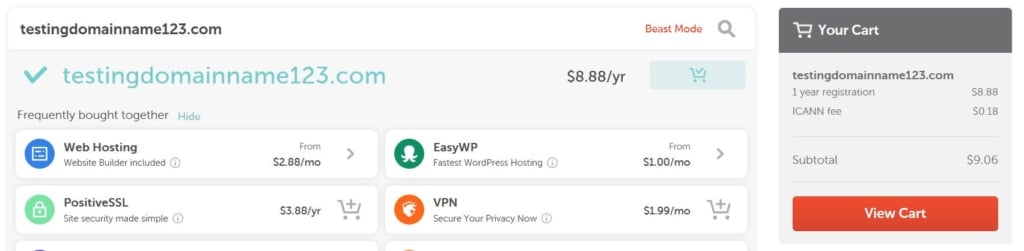 Namecheap - Add to cart